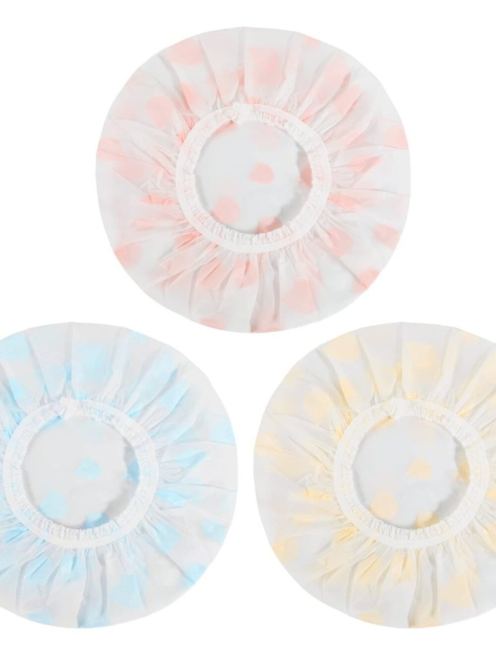 Waterproof Shower Caps, 3 Pcs Plastic Reusable Shower Caps Elastic Band Bath Cap